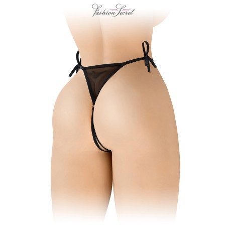 String coeur et strass Noir - Litolu Lingerie