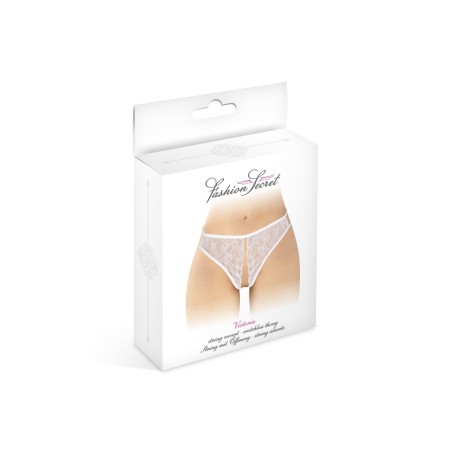 String dentelle dos lacé Rose - Litolu Lingerie