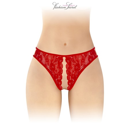String dentelle dos lacé Bordeaux - Litolu Lingerie