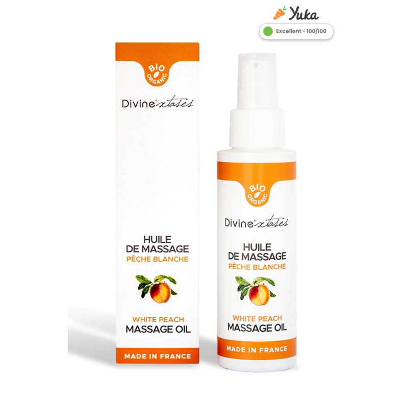 Huile de massage gourmande BIO pêche blanche