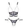 Ensemble ouvert 3 pièces noires - Cotelli Bondage 