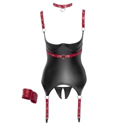 Ensemble ouvert avec collier et menottes - Cotelli Bondage